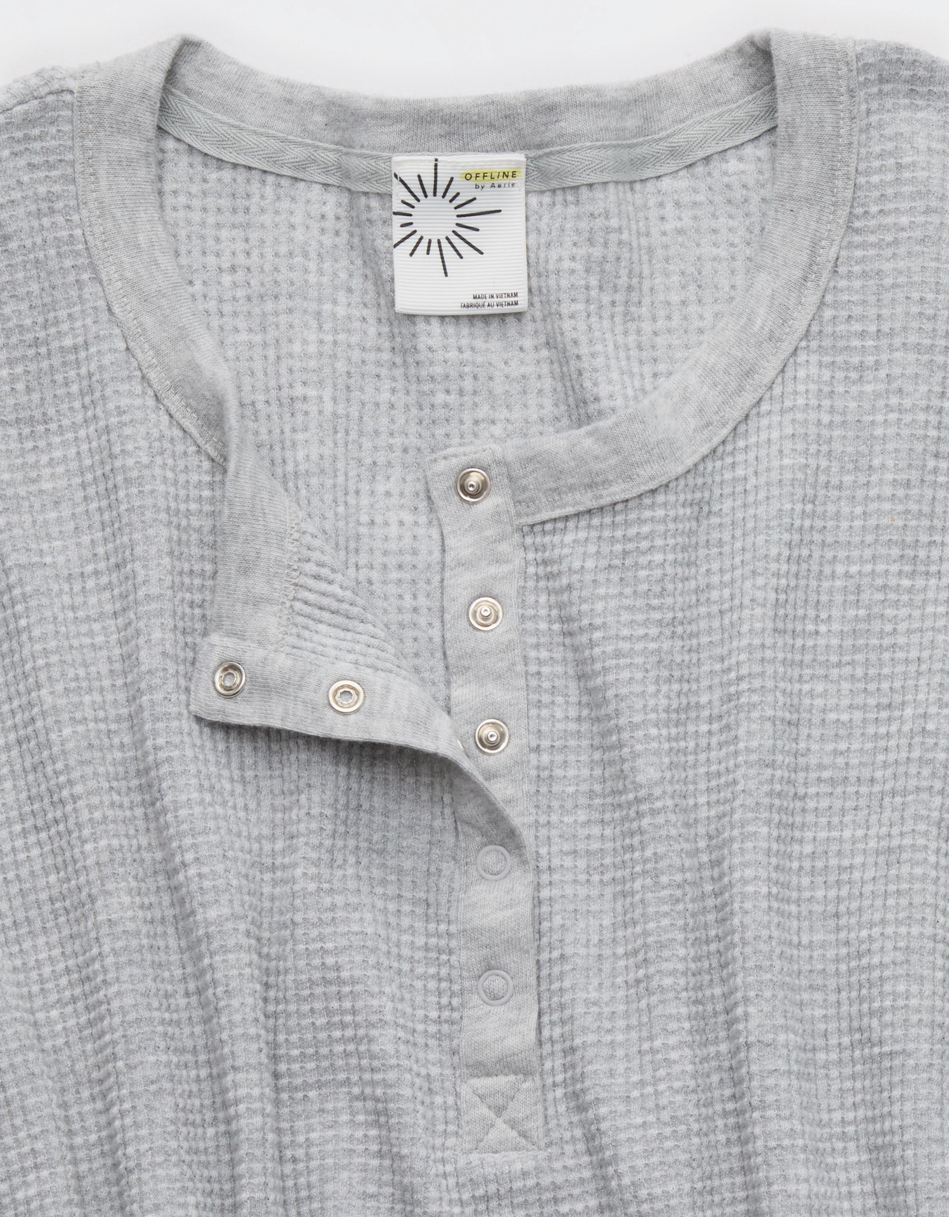 OFFLINE By Aerie Wow! Waffle Cropped Henley Short Sleeve T-Shirt | Aerie