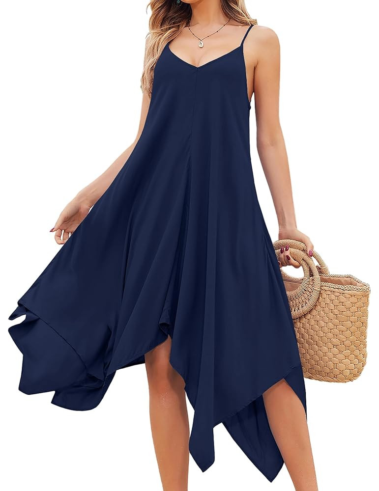 Chigant Women's 2025 Summer Dress Casual Boho Sundress Spaghetti Strap Swimwear Cover Up Beach Fl... | Amazon (US)