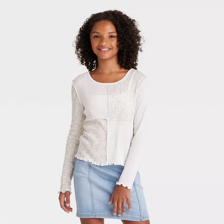 Girls' Exposed Seam Long Sleeve T-Shirt - art class™ | Target
