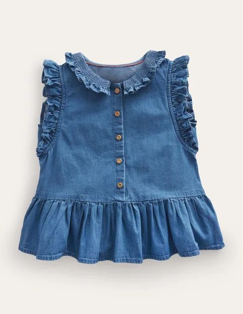 Chambray Frill Sleeve Blouse | Boden (US)