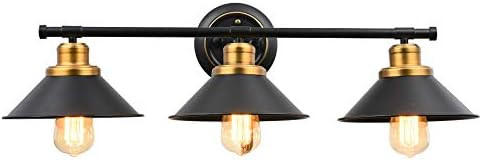 Pauwer Industrial 3 Light Bathroom Vanity Light Fixtures Black Farmhouse Wall Sconce Lighting Ind... | Amazon (US)