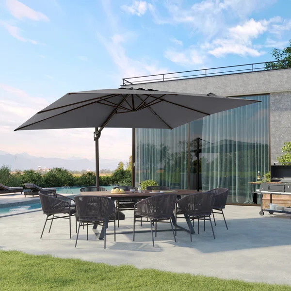 Parasol de patio rectangulaire en porte-à-faux 12 pi x 9 pi Selami | Wayfair North America
