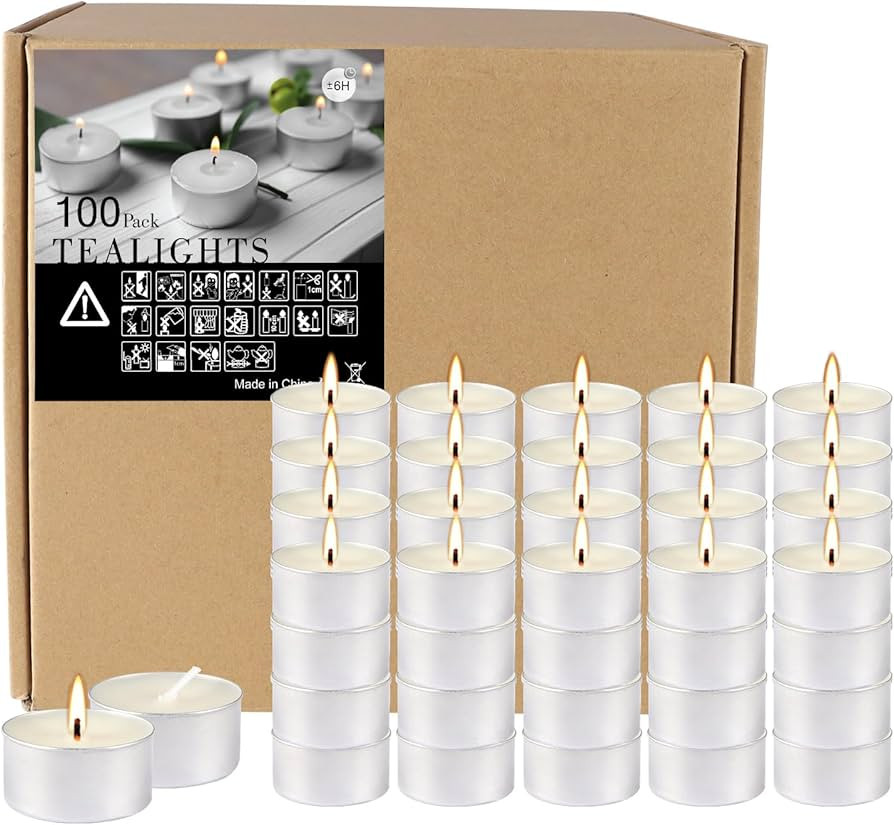 Unscented White Tealight Candles -100 Pack, 6 to 7 Hour Burn Time Smokeless Tea Light Candles, Mi... | Amazon (CA)