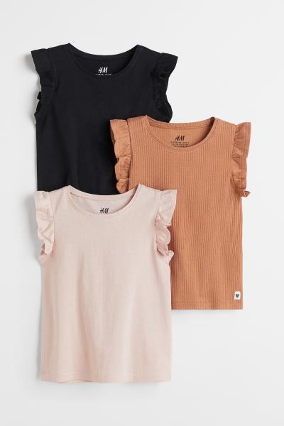 Tops in soft cotton jersey with flutter sleeves. Round neckline with narrow, ribbed trim. | H&M (US)