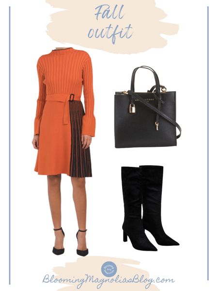 Fall outfit idea. Get this designer bag for less, plus more linked below. 

• sweater dress • pleated dress • Marc Jacobs bag • leather bag • designer bag • knee high boots • fall boots 

#LTKitbag #LTKstyletip
