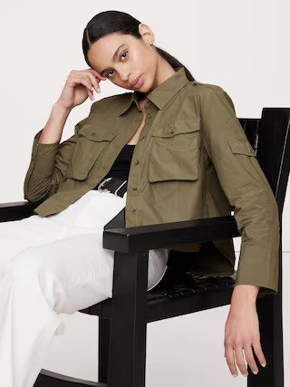 Relaxed Cotton Poplin Utility Shirt | Banana Republic (US)