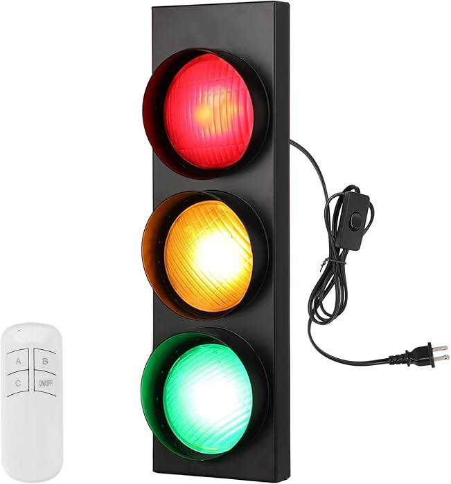 yeesport Traffic Light Wall Lamp, Retro Traffic LED Light with Remote Controller, Kids Bedroom St... | Amazon (US)