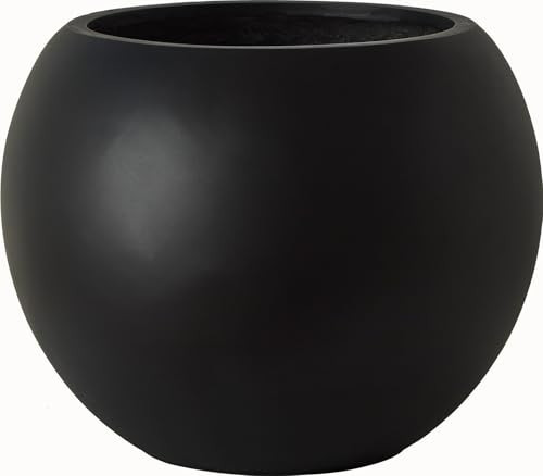Haispring 13.5 H x 17" Dia (12" Pot Opening) Black Round Fiberstone Planter with Drainage Hole, Indoor/Outdoor Large Plant Pot for Home Patio Garden, Ideal for Large Plants | Amazon (US)