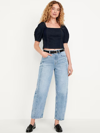 High-Waisted Barrel Ankle Jeans | Old Navy (US)
