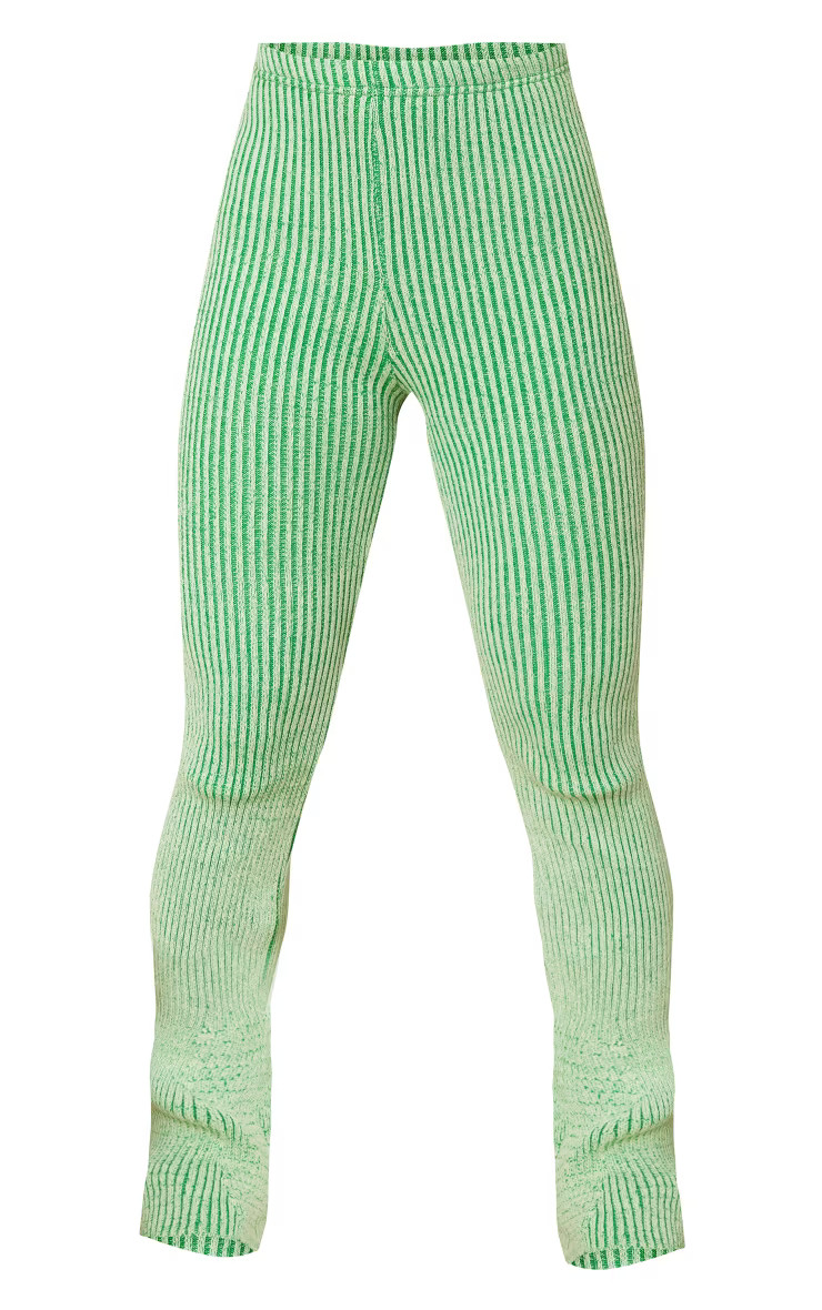 Sage Two Tone Wide Leg Knit Pants | PrettyLittleThing US