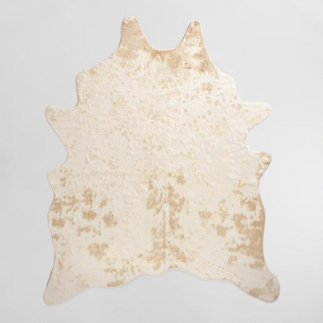 Gold Printed Faux Cowhide Area Rug | World Market