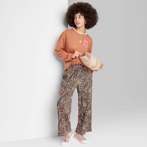 Women's Ascot + Hart Multi Animal Print Graphic Wide Leg Pants | Target