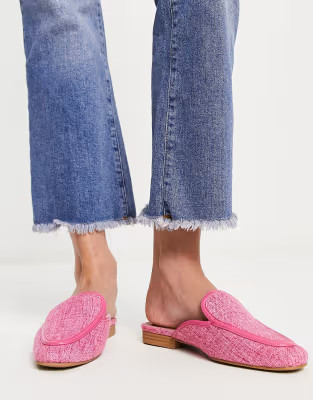 ASOS DESIGN Main-Street flat mules in pink | ASOS (Global)