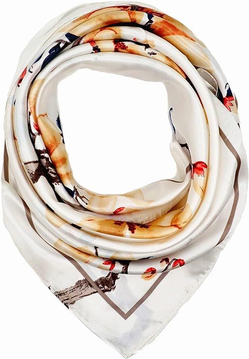 35×35 inches large square women's satin silk like head scarf fashion pattern silk feeling hair s... | Amazon (US)