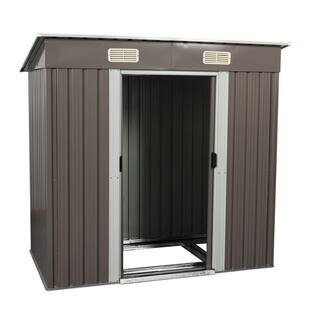 Outdoor Storage Shed 6 ft. W x 4 ft. D Metal Shed with Foundation and Sliding Door Gray (24 sq. ft.) | The Home Depot