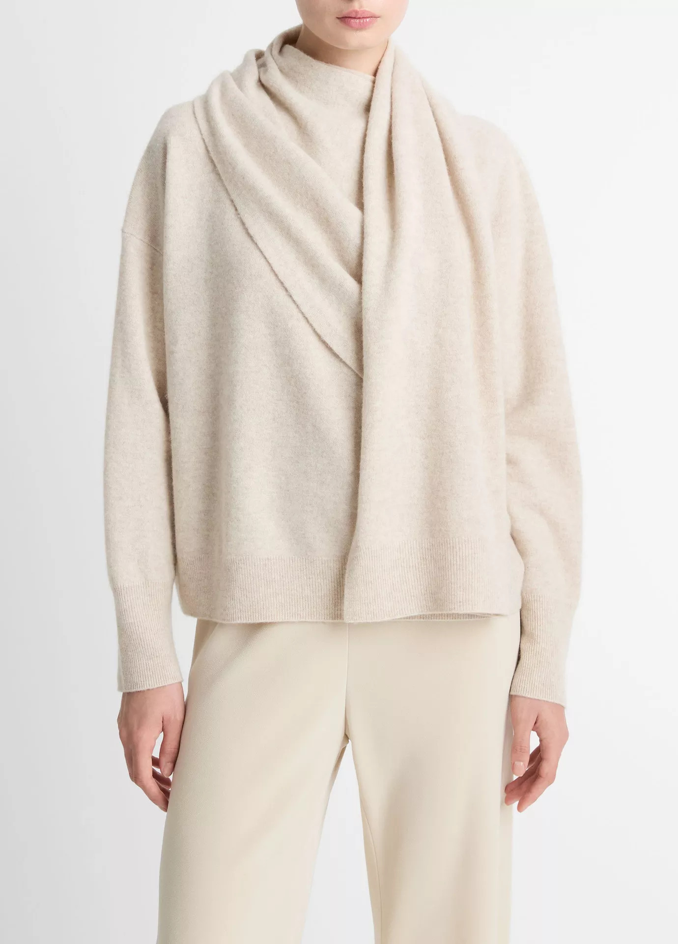 Draped-Shawl Wool-Cashmere Sweater | Vince LLC