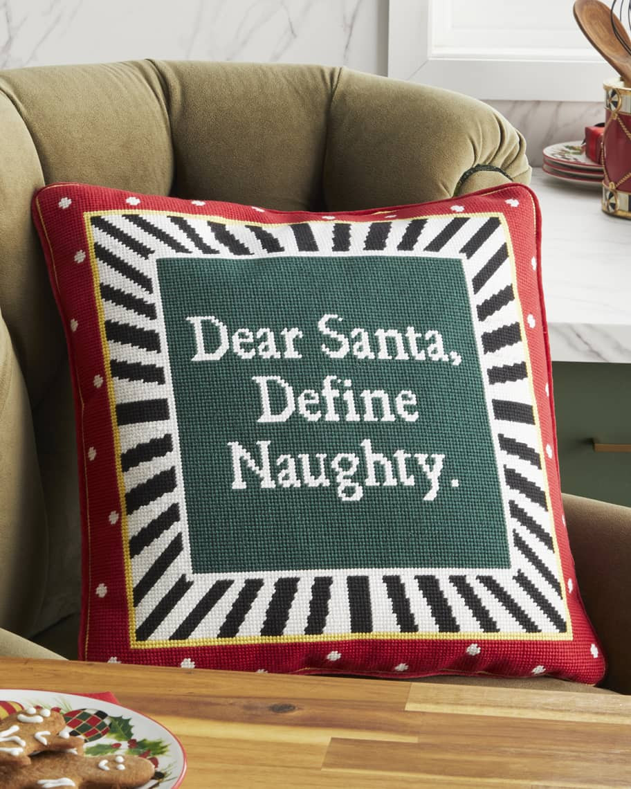 MacKenzie-Childs Define Naughty Pillow, 14" | Neiman Marcus