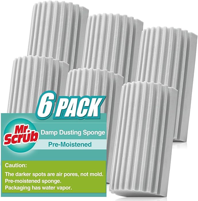 6 Pack Damp Dusting Sponge Duster, Grey Dust Cleaning Sponge, Reusable Household Cleaning Sponge ... | Amazon (US)