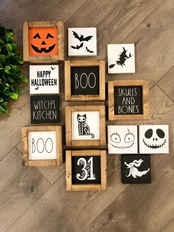 Mini tiered tray halloween signs/rae dunn | Etsy | Etsy (US)