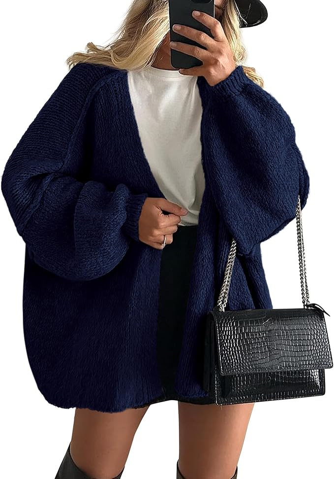 PRETTYGARDEN Womens Oversized Cardigan Sweaters 2026 Fall Long Lantern Sleeve Knit Open Front Lig... | Amazon (US)
