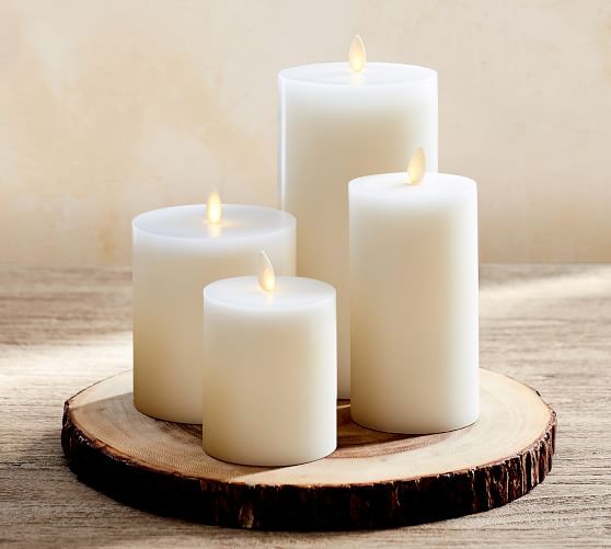 Premium Flickering Flameless Wax Pillar Candles | Pottery Barn (US)