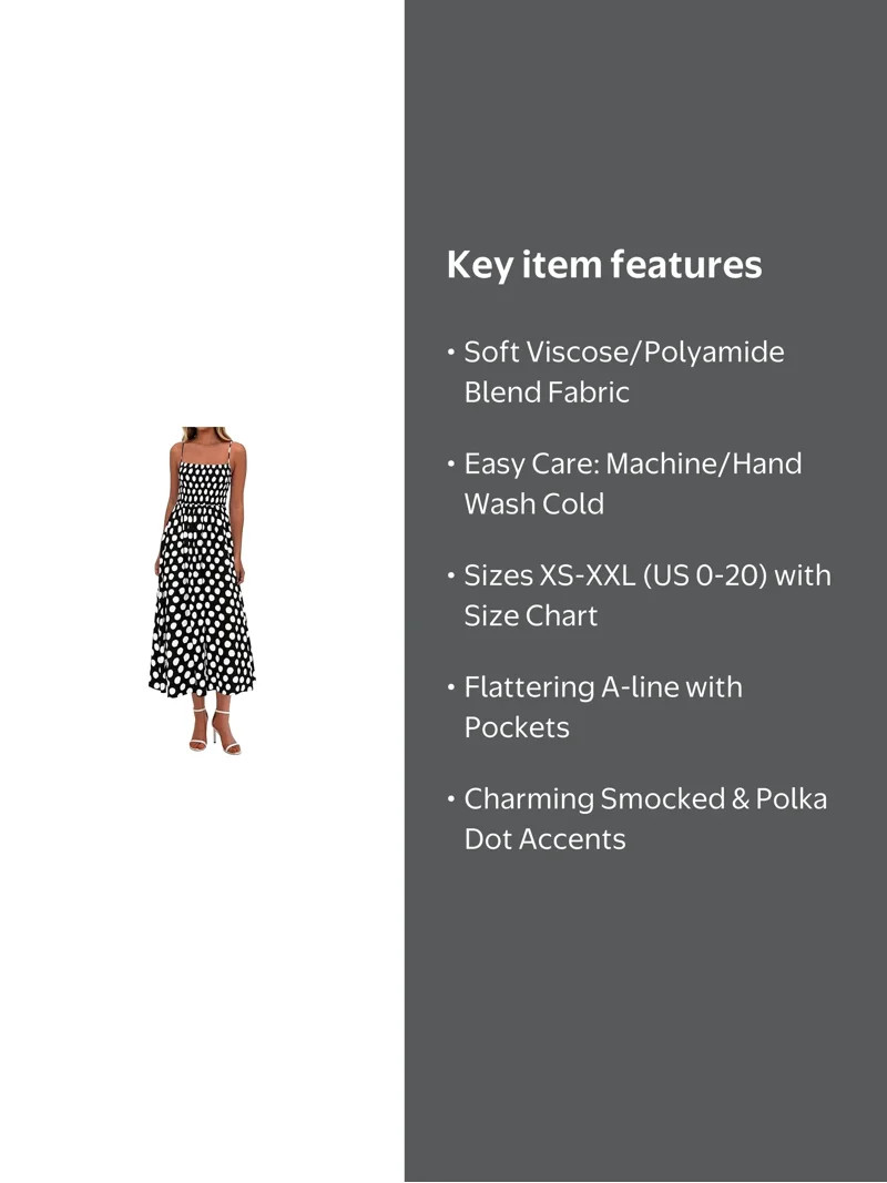 PRETTYGARDEN Womens Summer Dresses Spring Sleeveless Spaghetti Straps Casual Midi Dress Polka Dot... | Walmart (US)