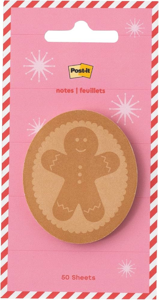 Post-it Jingle Sticky Notes, Gingerbread, 2 x 2.4 in., Note Pad, 50 Sheets | Amazon (US)