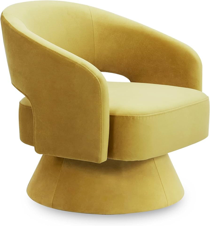 CHITA Swivel Accent Chair Armchair, Velvet Barrel Chair for Living Room Bedroom, Yellow | Amazon (US)