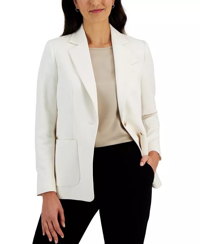 Women's Notch-Collar One-Button Patch Pocket Stretch Jacket | Macy's