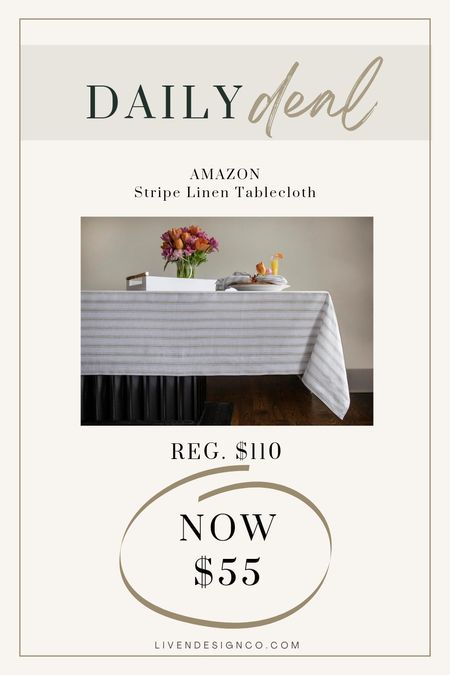 Striped linen tablecloth from Amazon. Ticking stripe tablecloth. Table linens. Table setting. 

#LTKSeasonal #LTKhome #LTKsalealert
