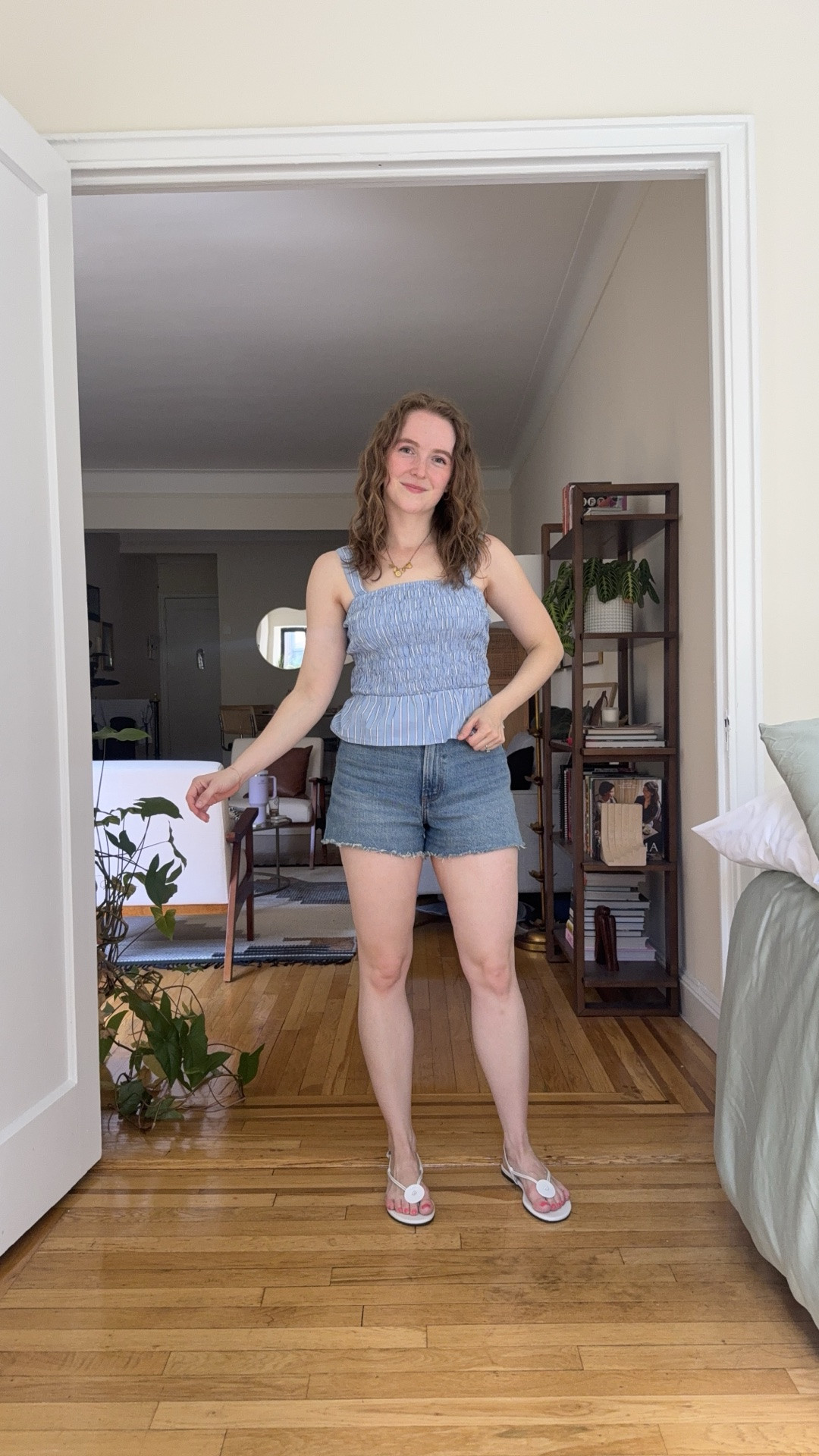 Under $10 tops from old navy. Love this smocked top and shorts combo for a casual summer outfit. wearing xs in top and 25 curve love shorts

#LTKSaleAlert #LTKSeasonal