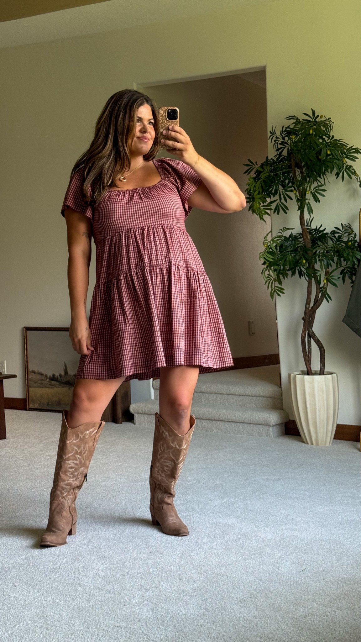 Obsessed with this fall dress from Old Navy, it’s a swing dress and lay so nice over the tummy and has really great arm coverage. Love this with suede boots but I think it would look really good with cowboy boots as well. Pair with tennis shoes if you want, too  

I’m wearing size XL, large would work but I’m sizing up for my bump 

#Midsize #Fall #OldNavy #Teacher #Work #Dress  midsize fall dress, teacher dress, family photos



#LTKSeasonal #LTKSaleAlert #LTKMidsize