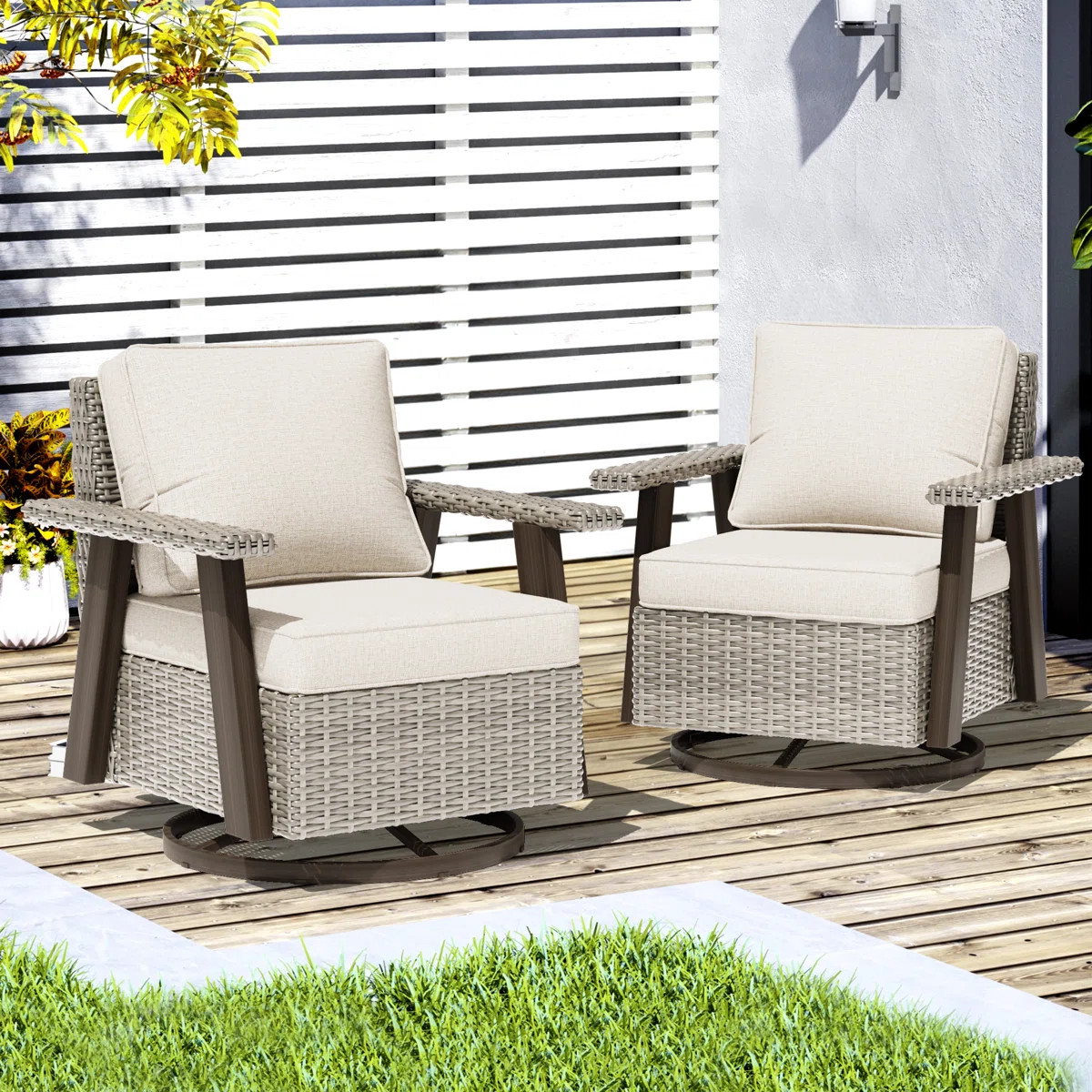 Creal 2-Piece Swivel Chairs with Cushions | Wayfair North America