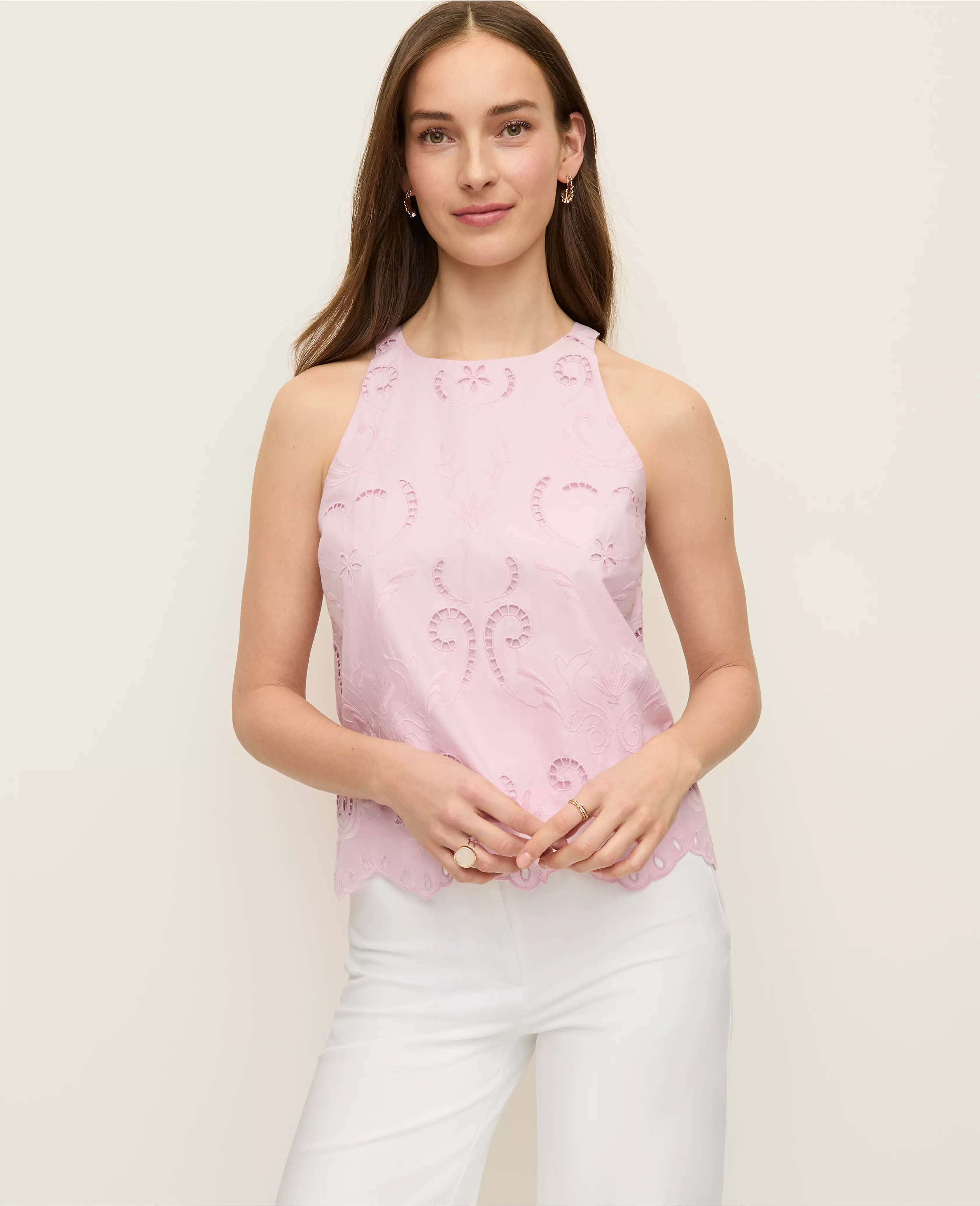 Eyelet Halter Tank Top | Ann Taylor