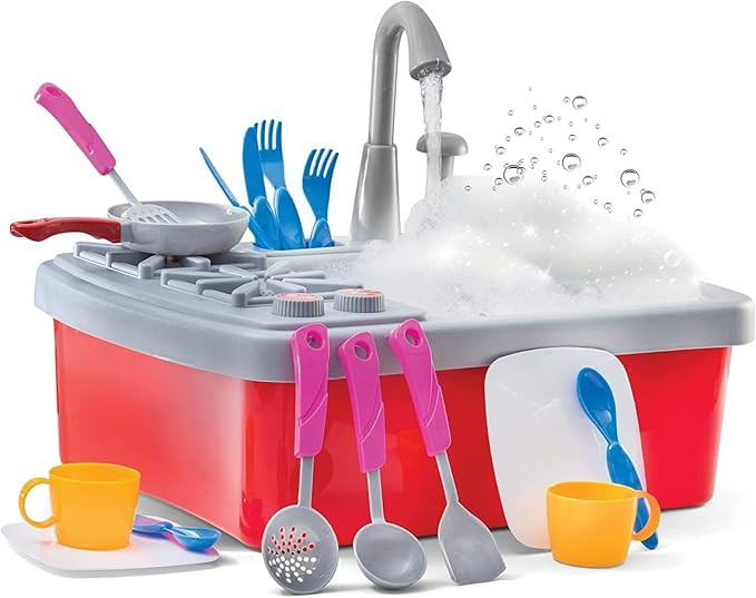 Play22 17 Pc Kids Play Sink with Running Water - Kitchen Sink Toy - Toddler Sink Toy with Real Fa... | Amazon (US)