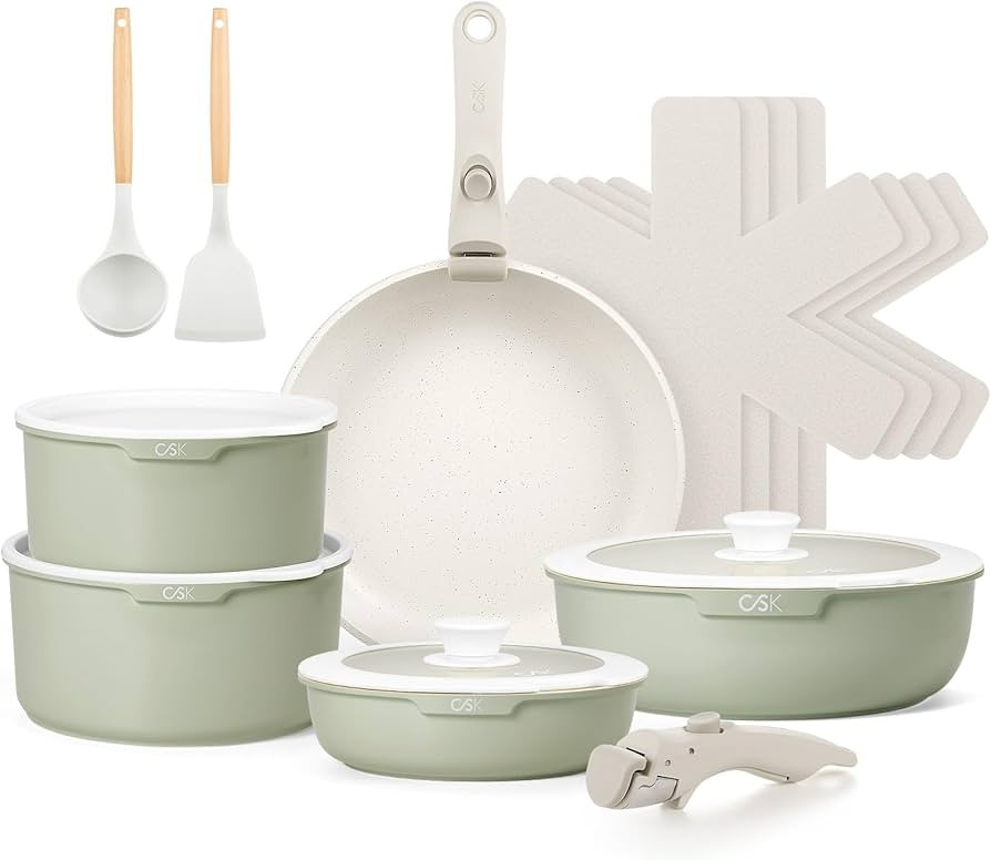 KOCH SYSTEME CS 17 PCS Pots and Pans Set, Nonstick Cookware Set Detachable Handle, Induction Kitc... | Amazon (US)