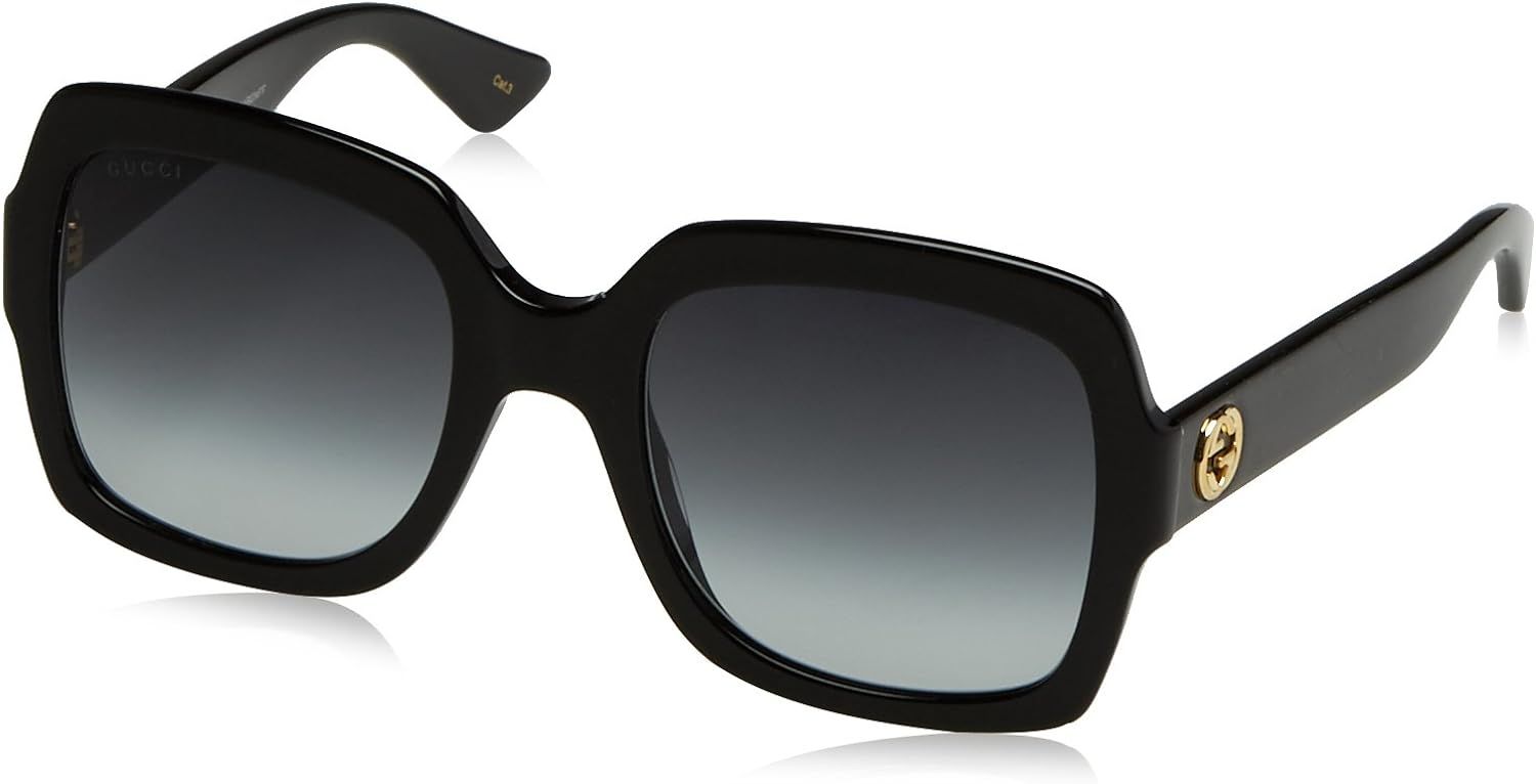 Womens Gucci 54mm Square Sunglasses, 54/22/140, Black / Grey / Black | Amazon (US)