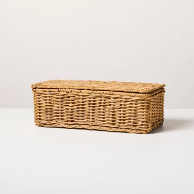 Small Rattan Storage Basket with Lid - Hearth & Hand™ with Magnolia | Target