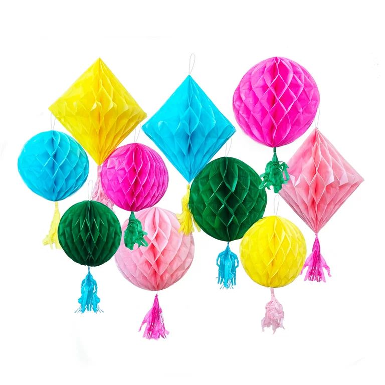 Packed Party 'Hang Up The Fun' 10ct. Honeycomb with Tassels Decorations - Walmart.com | Walmart (US)