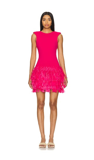 Aje Rushed Fringe Knit Mini Dress in Fuchsia. - size M (also in XS) | Revolve Clothing (Global)
