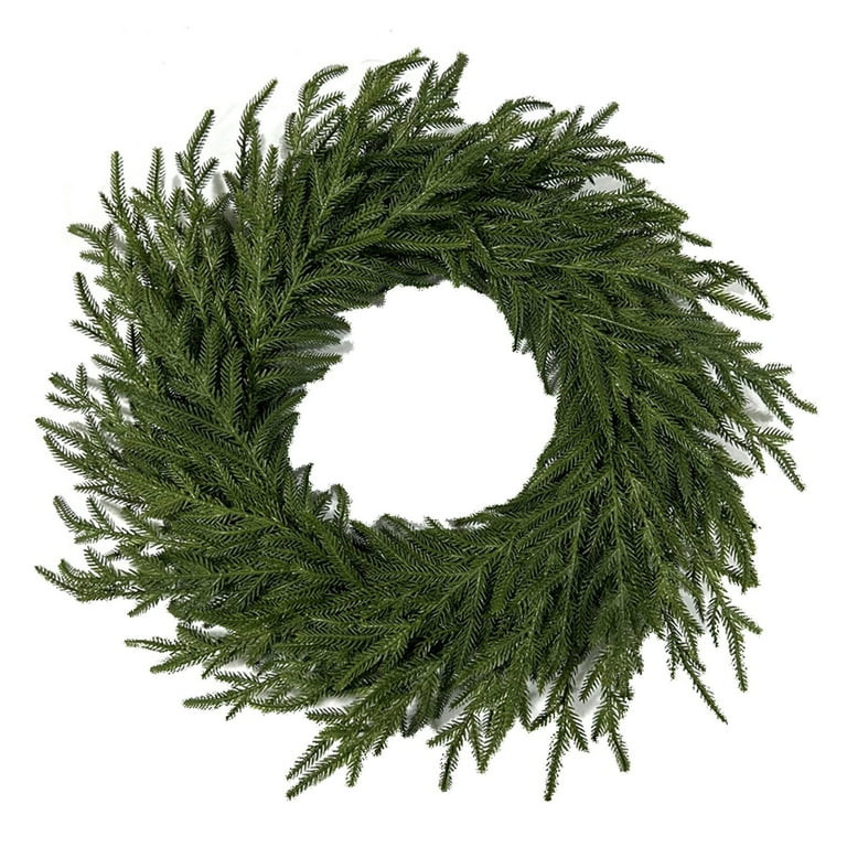 22" Real Touch Artificial Cedar Wreaths - Faux Christmas Wreaths for Front Door Faux Pine Green W... | Walmart (US)