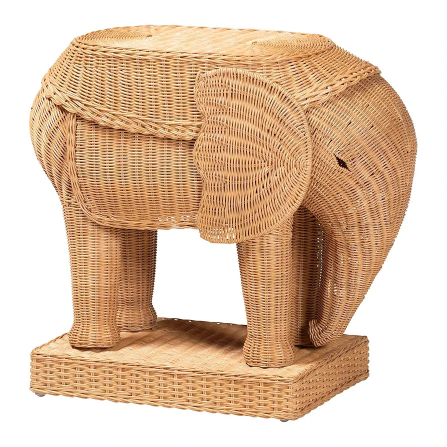 bali & pari Elissa Natural Rattan Elephant End Table, Light Honey | Amazon (US)