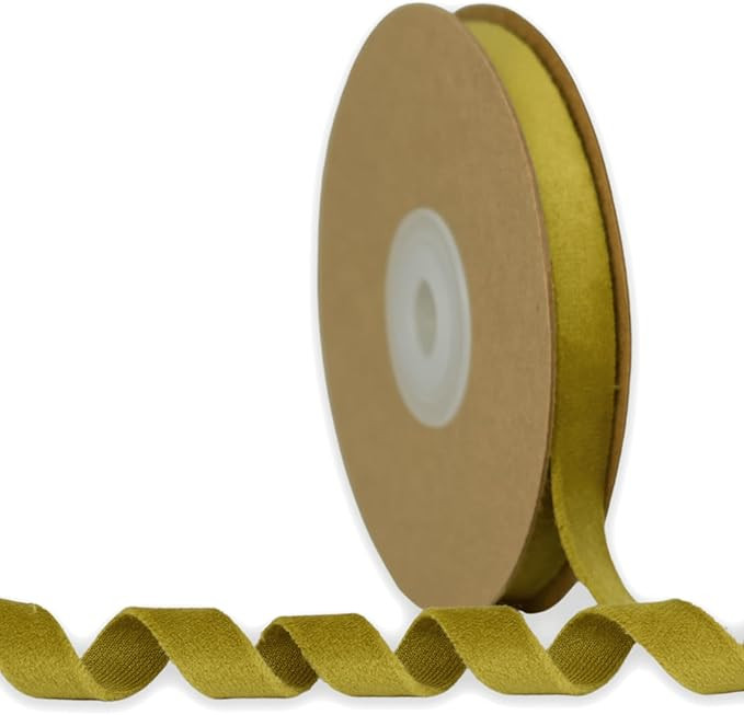 Mustard Yellow Velvet Ribbon 3/8 Inch 10 Yards Single Faced Vintage Ribbon for Christmas Tree Wre... | Amazon (US)