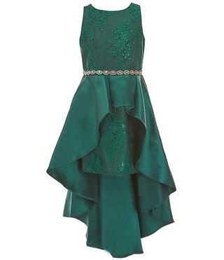 Rare Editions Big Girls 7-16 Sleeveless Embroidered-Mesh/Mikado Fit-And-Flare Dress | Dillard's | Dillard's