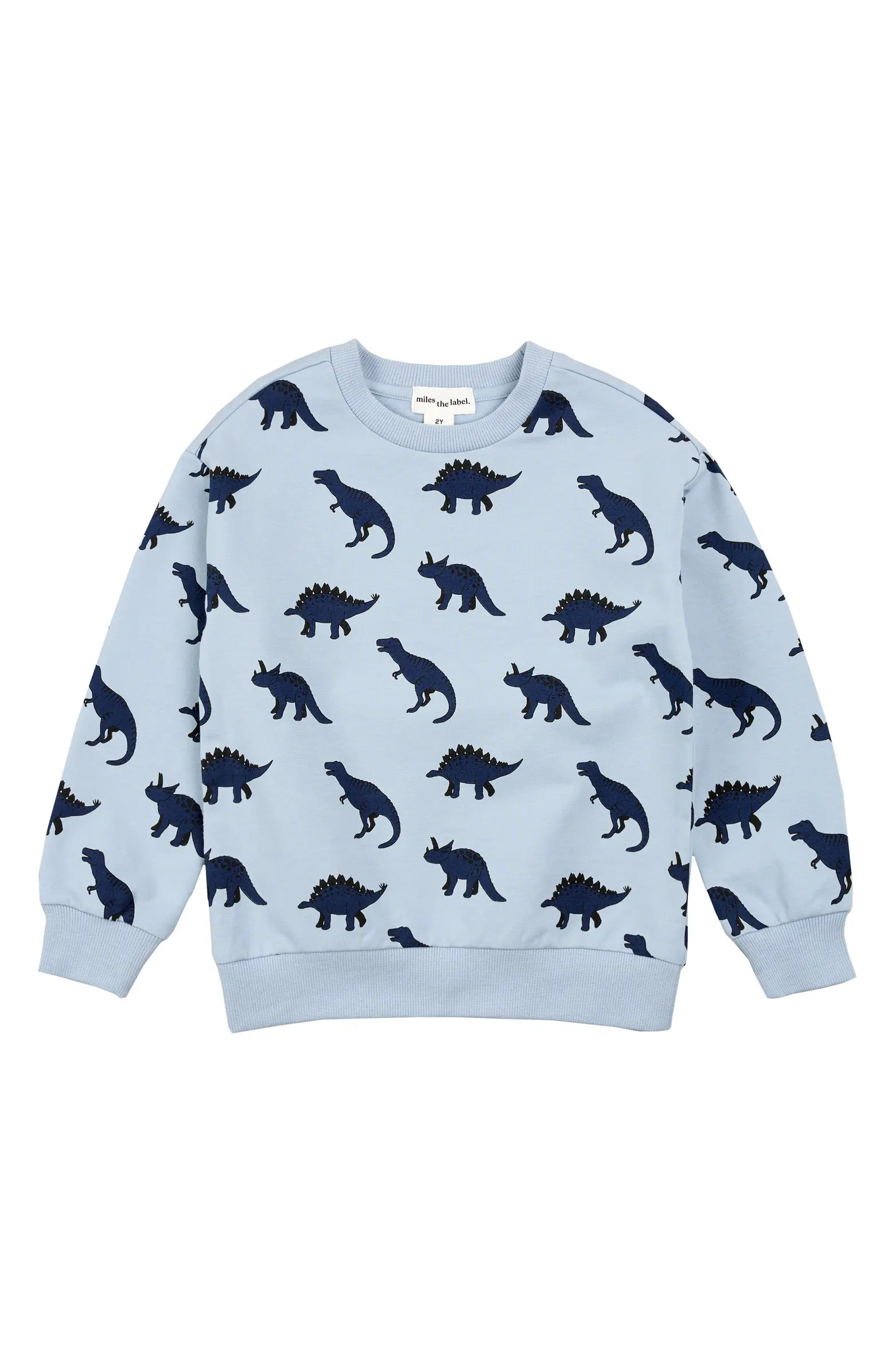 MILES THE LABEL Kids' Dino Print French Terry Sweatshirt | Nordstrom | Nordstrom