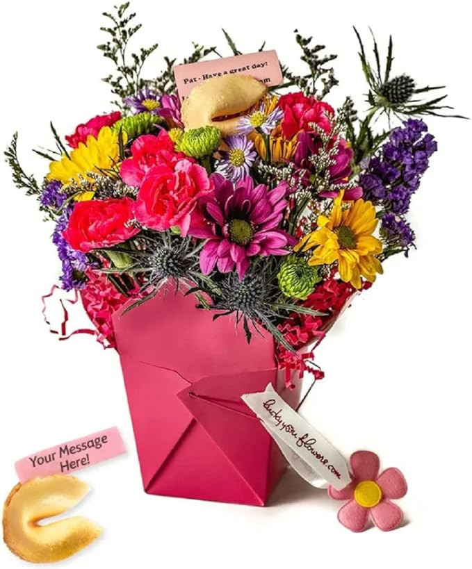 Pretty In Pink Fresh Cut Live Flowers Arranged in a Takeout Container with your Personal Message ... | Amazon (US)