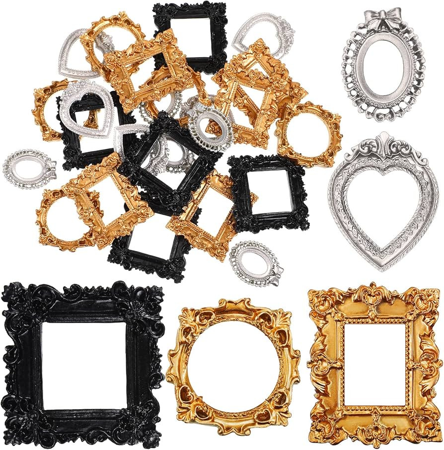 Vicenpal 25 Pcs Vintage Resin Picture Frame Antique Photo Resin Frame Mini Resin Jewelry Display ... | Amazon (US)