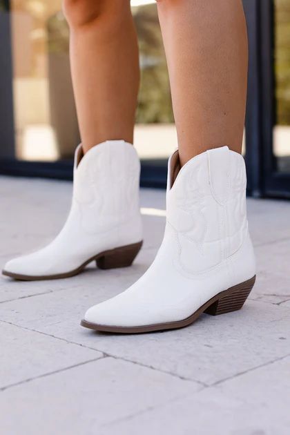 Reyes White Ankle Cowboy Boots | Shop Priceless