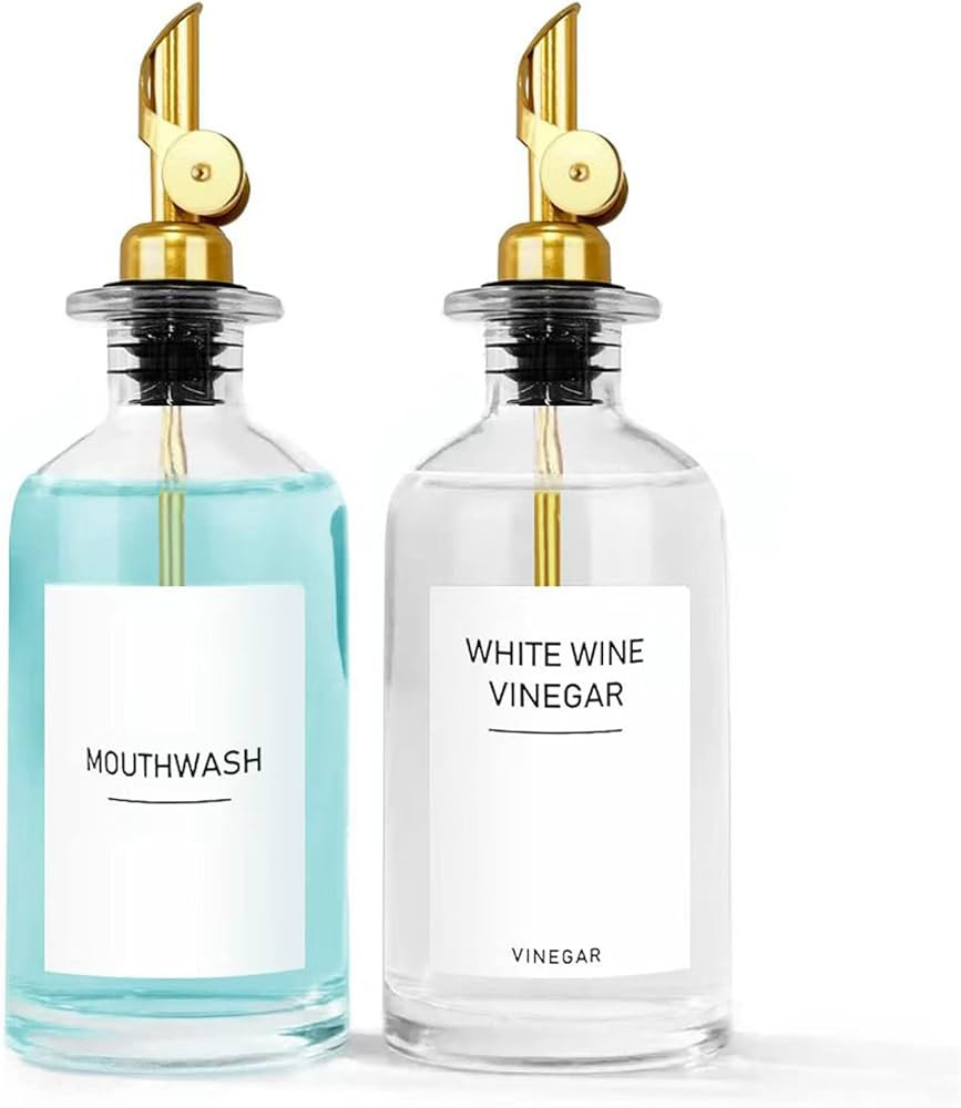 COOLONE 2 Pack 11.8OZ Olive Oil Dispenser BottleKitchen w. Weighted Pourer, Mouthwash DispenserBathr | Amazon (US)