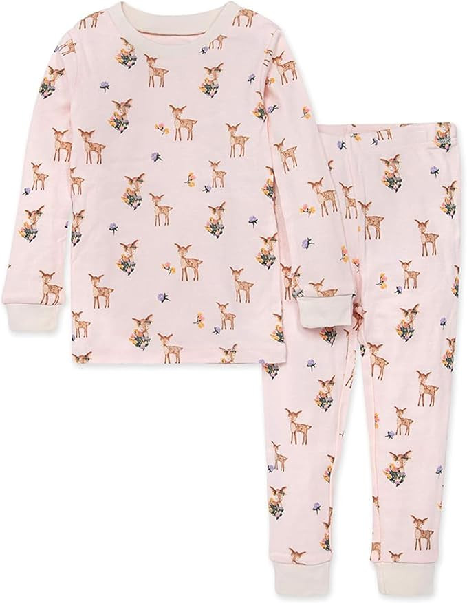 Burt's Bees Baby Girls' Pajamas, 2-Piece Long Sleeve Tee and Pants Organic Cotton PJ Set | Amazon (US)